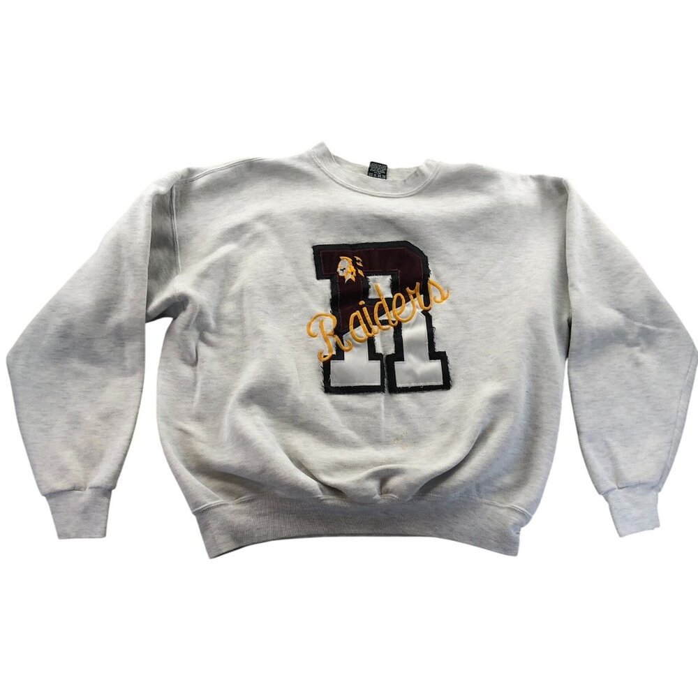 Vintage H.L. Miller Gold Mens Sweatshirt XXL Gray Raiders Logo Crewneck Pullover